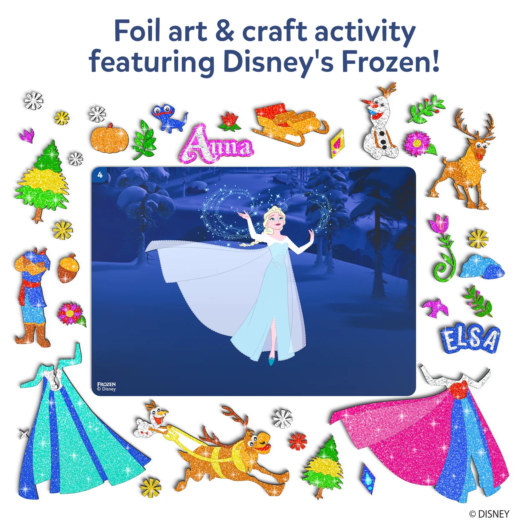 Disney Frozen foil art craft activity from Foil Fun Disney Frozen No Mess Art Kit