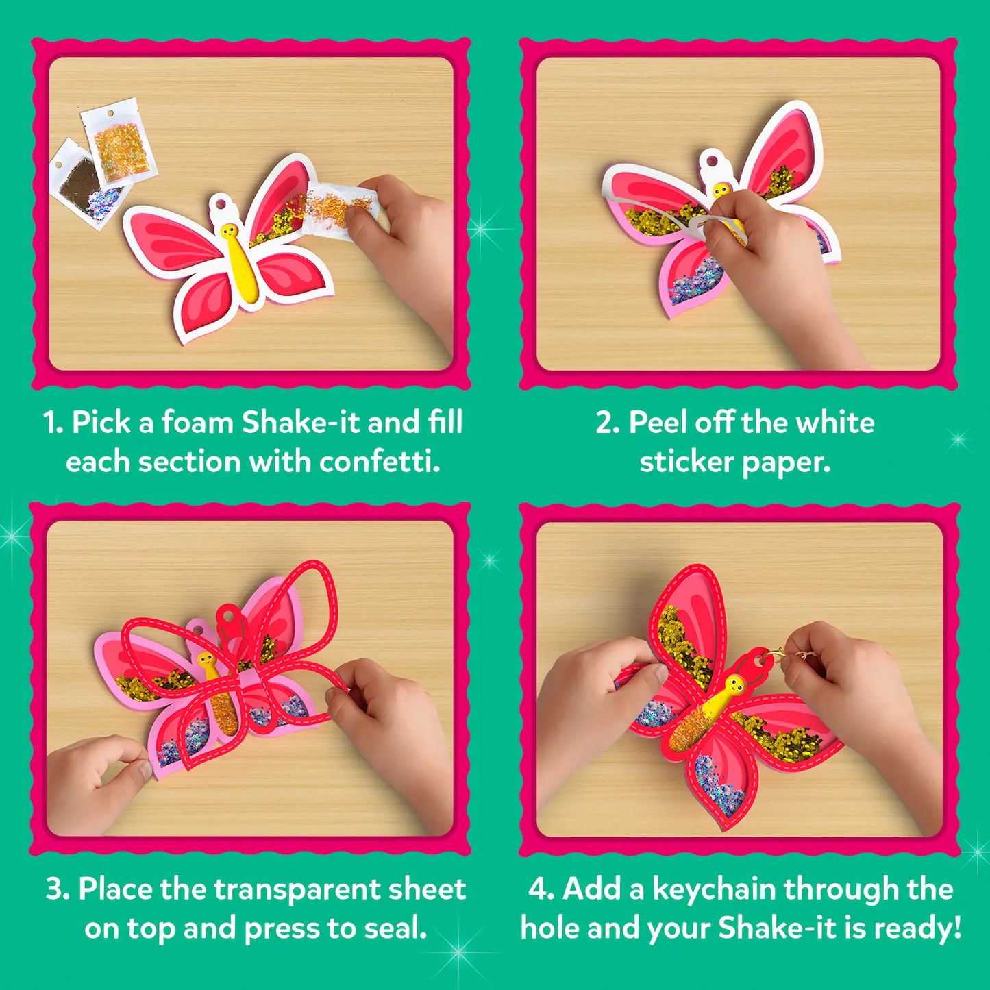 Shake-its: Flowers & Butterflies | DIY Craft Kit with Keychains (ages 4-9)