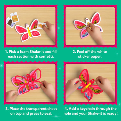 Shake-its: Flowers & Butterflies | DIY Craft Kit with Keychains (ages 4-9)