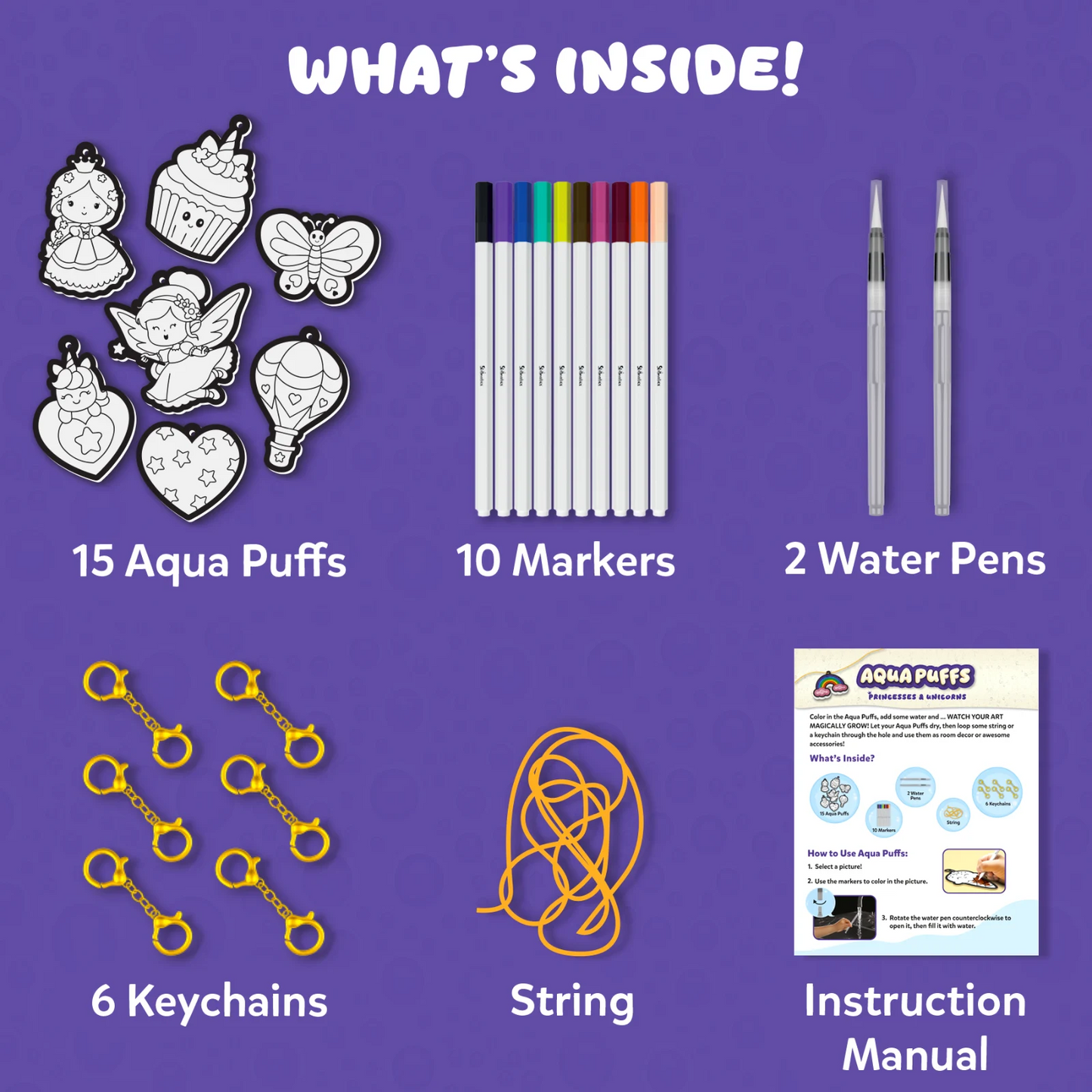 Aqua Puffs: Princesses & Unicorns | 3D Art Kit (ages 4+)