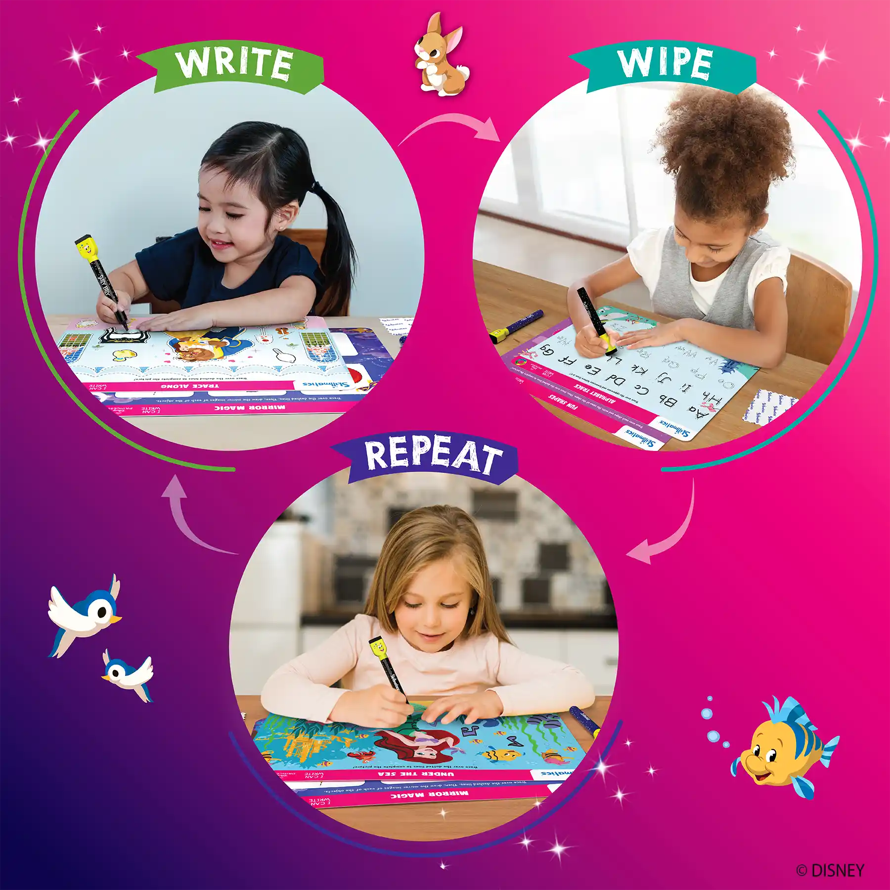 Reusable Disney Princess learning mat with markers for ages 3 to 6