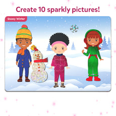 Sparkly winter scene from Foil Fun Dress Up No Mess Art Kit for ages 4-9