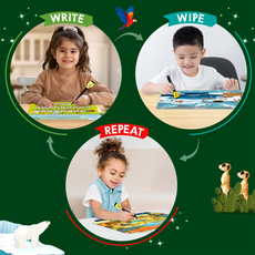 Educational write-wipe activity set from Search and Find World of Animals reusable mats