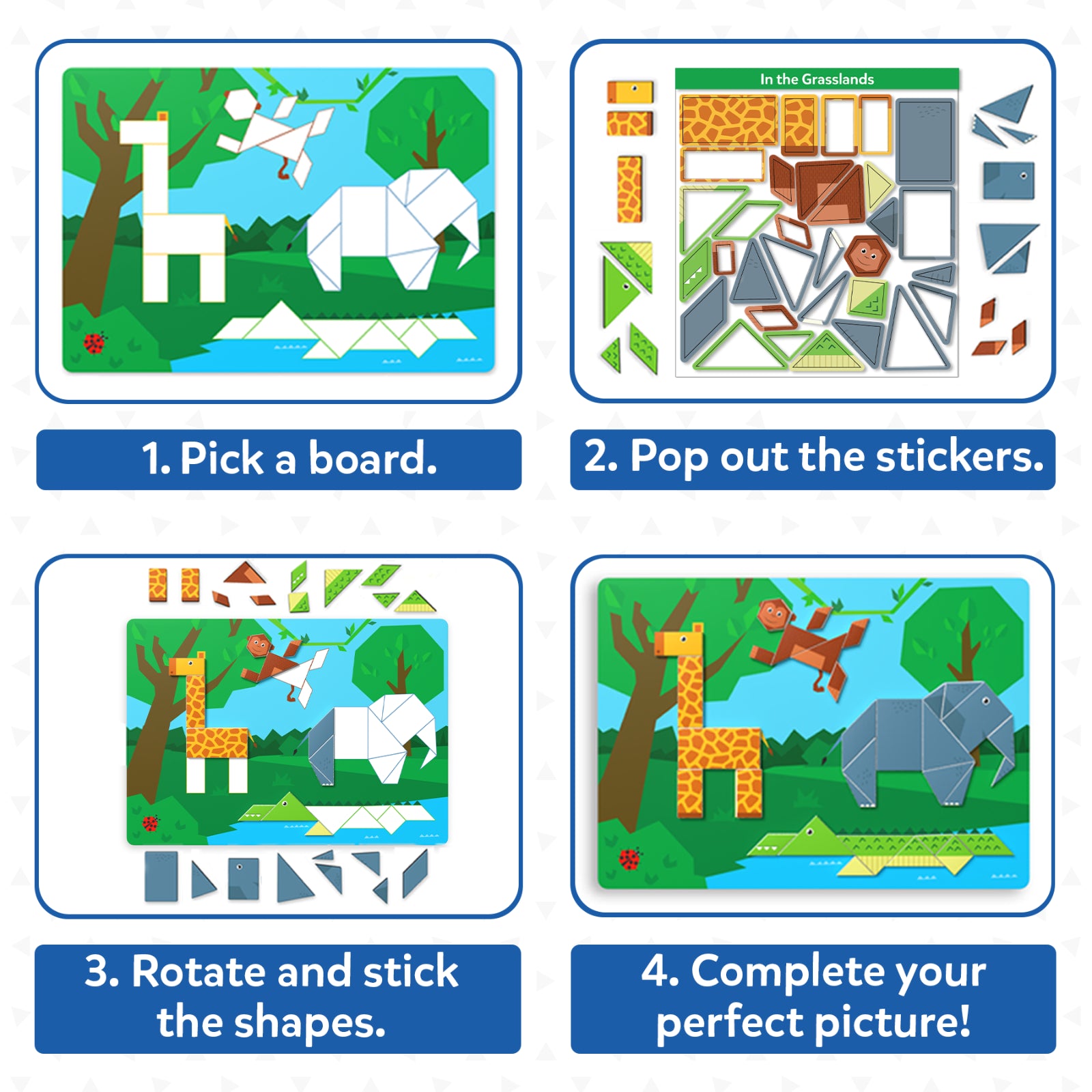 Tangram Twist: Amazing Animals | No mess sticker art (ages 4-7)