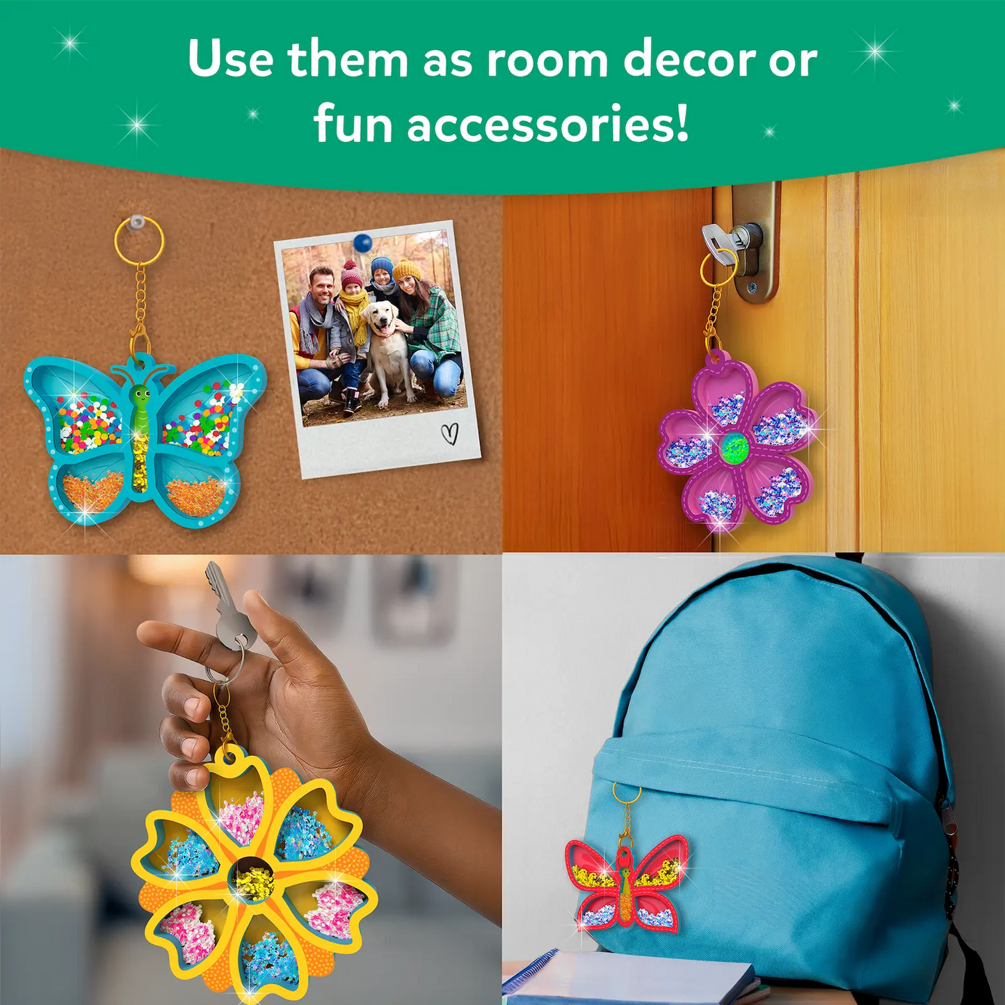 Shake-its: Flowers & Butterflies | DIY Craft Kit with Keychains (ages 4-9)