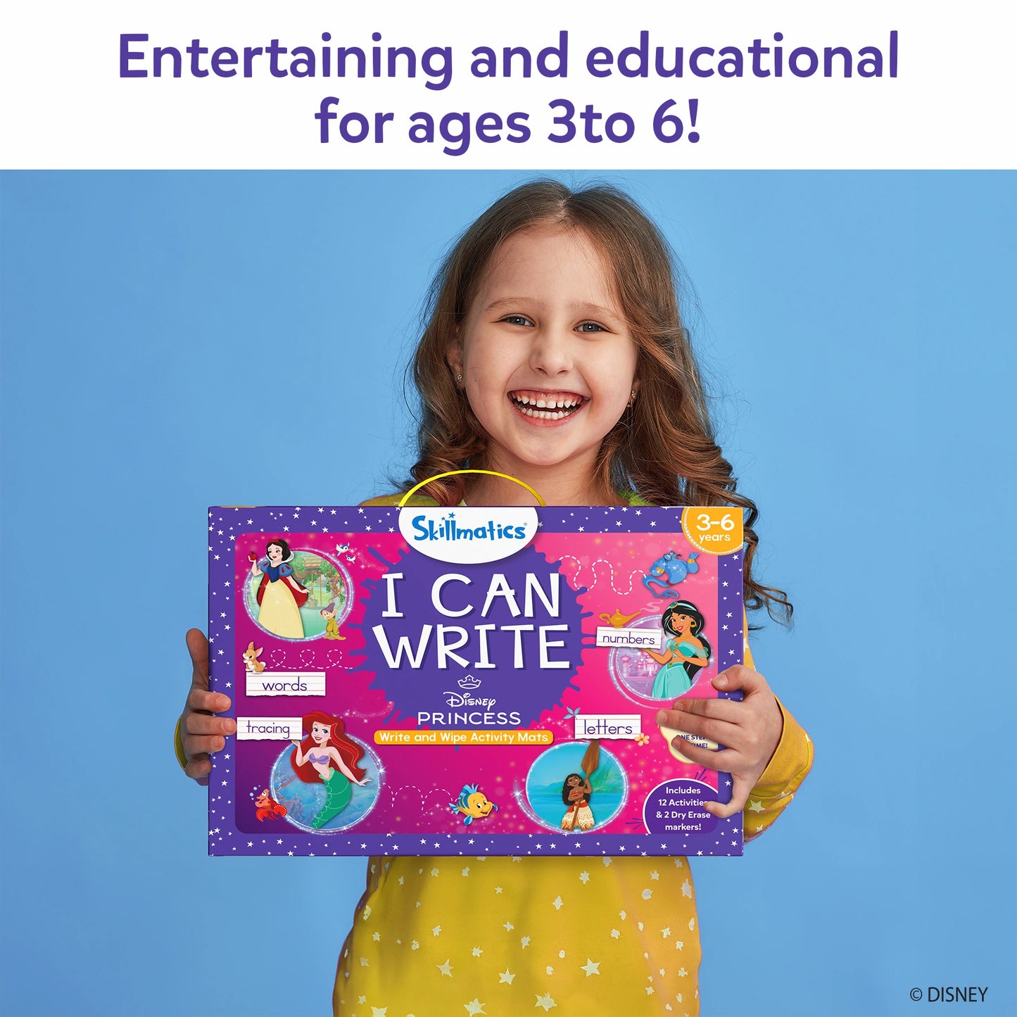 Disney Princess writing activity set with reusable mats for preschoolers ages 3 to 6