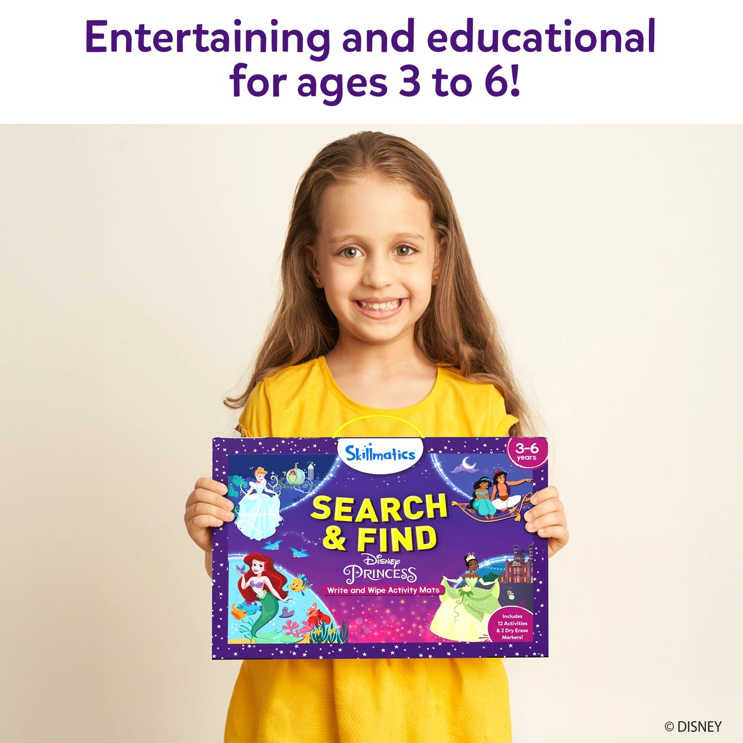 Disney Princess Search & Find activity book on reusable mats for ages 3-6