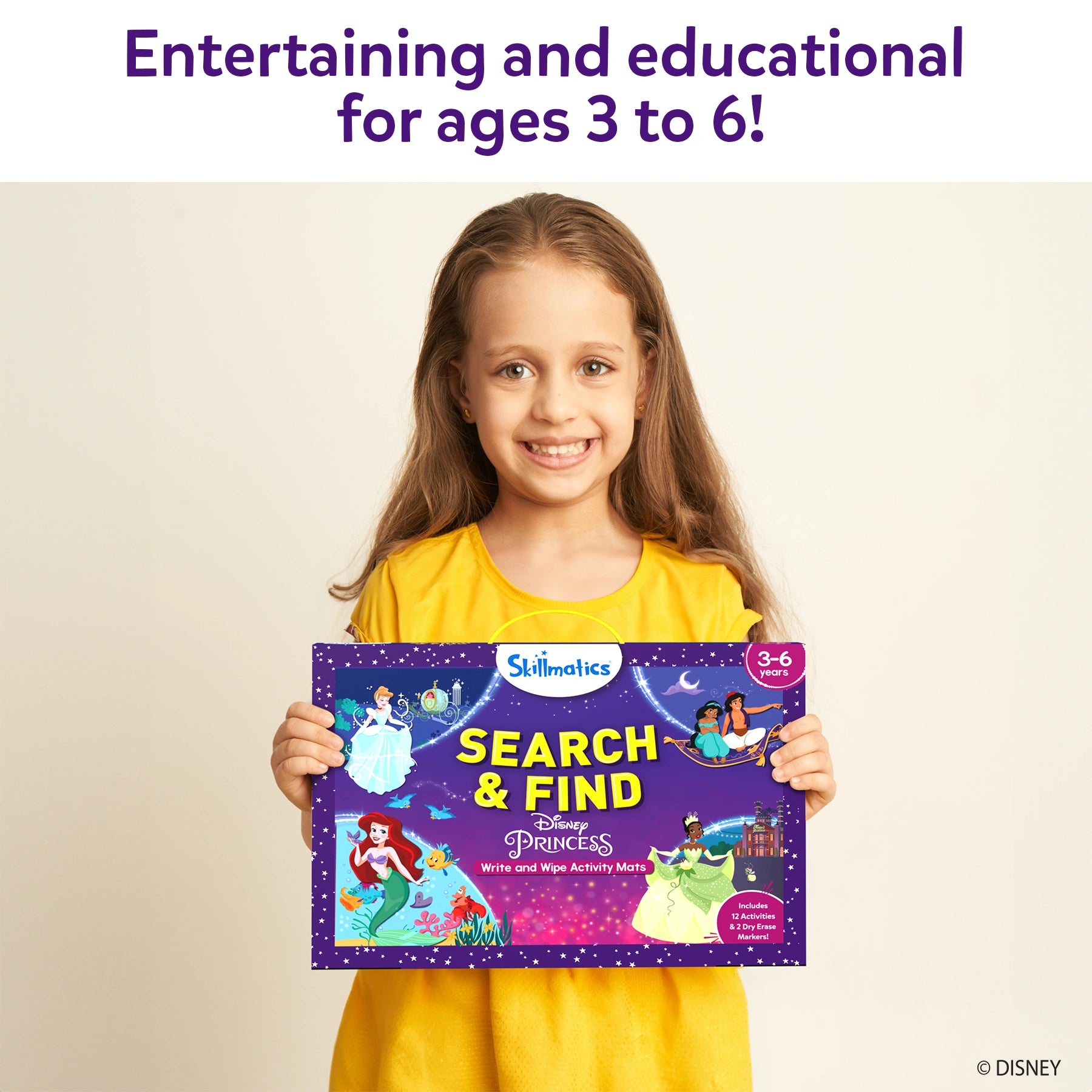 Disney Princess Search & Find activity book on reusable mats for ages 3-6