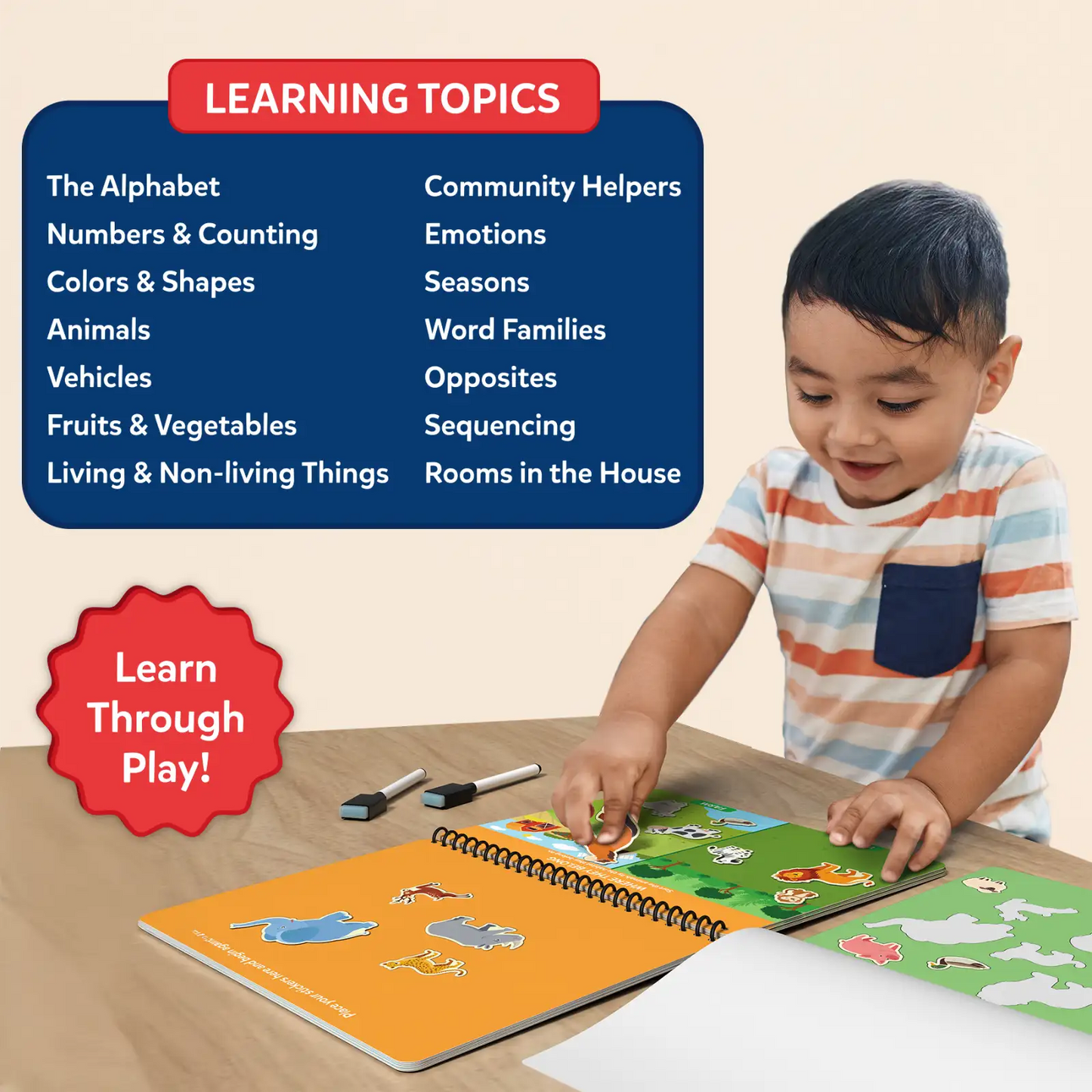 Skillmatics Montessori Busy Book for Toddlers – Preschool Learning Activities, 150+ Reusable Stickers