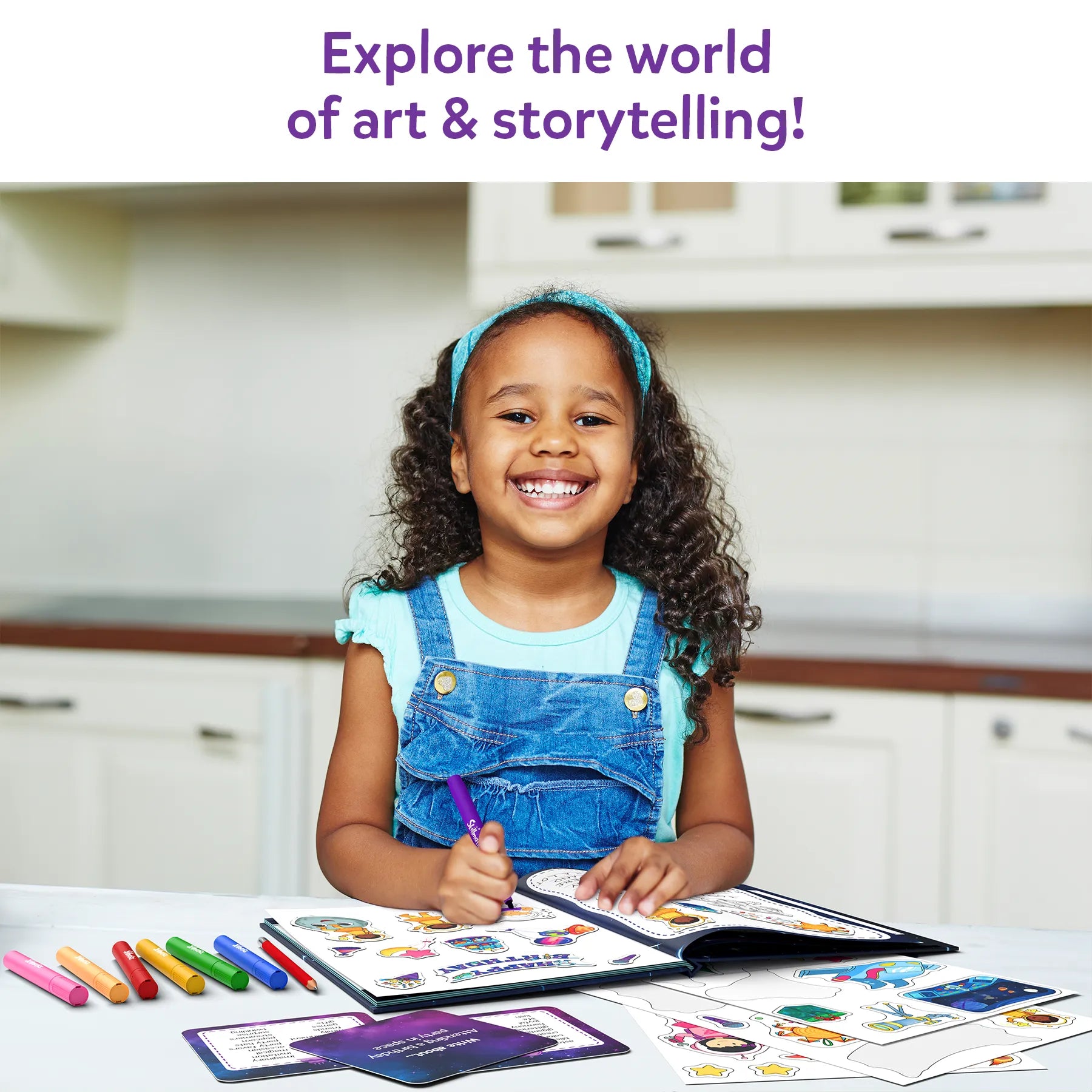 Art and storytelling kit for kids featuring space explorers in the My Storybook Art Kit