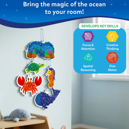 Ocean-themed mobile with educational benefits for kids ages 4-9 from Poke-in Art Underwater Animals