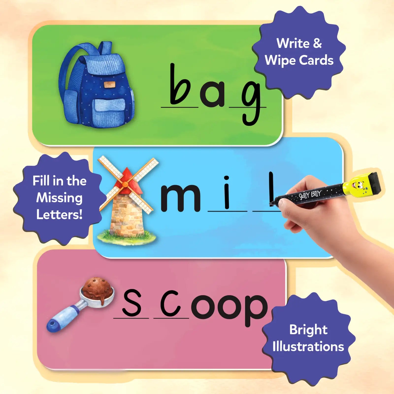 Spell Smarter | Spelling and Phonics Write & Wipe Cards (ages 4- 7)