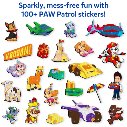Colorful glittery Paw Patrol stickers in Foil Fun No Mess Art Kit for kids ages 4-9
