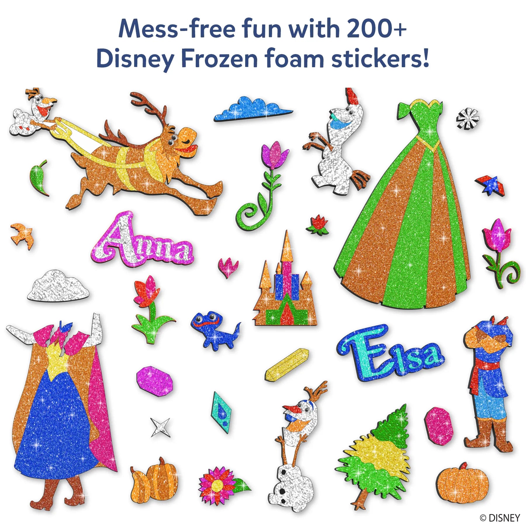 Disney Frozen foam stickers on the Foil Fun No Mess Art Kit for ages 4-9