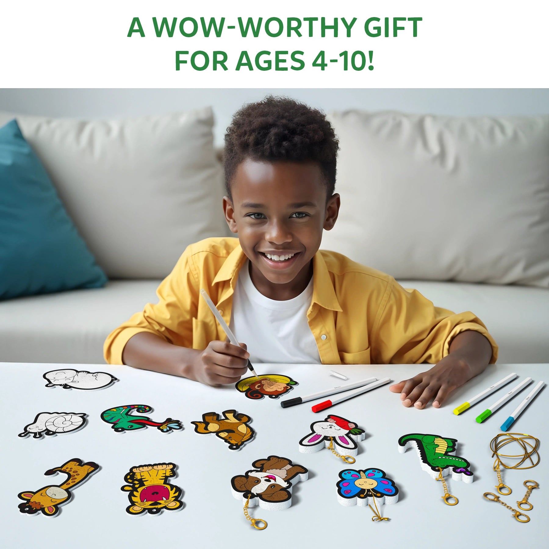 Color-your-own animal keychains from Aqua Puffs Animal Friends 3D Art Kit for kids