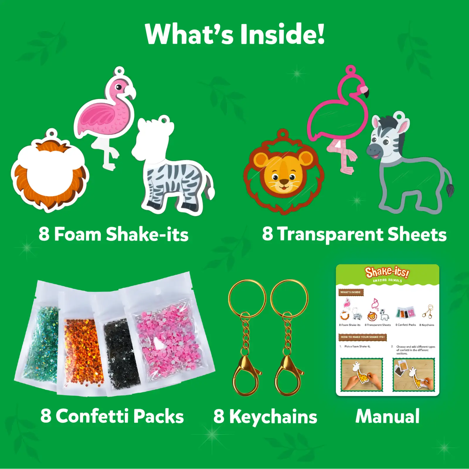 Shake-its: Amazing Animals | DIY Craft Kit with Keychains (ages 4-9)