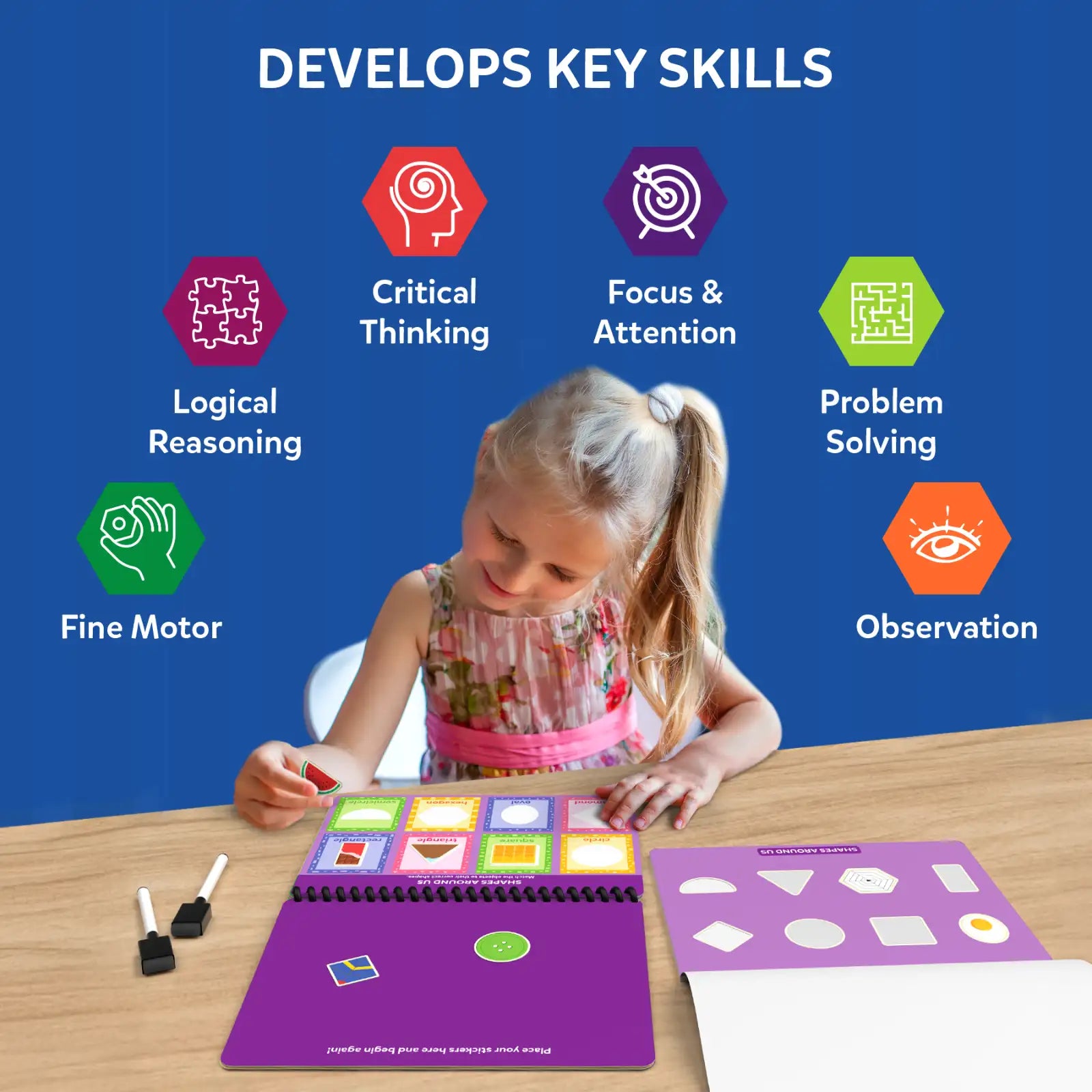 Skillmatics Montessori Busy Book for Toddlers – Preschool Learning Activities, 150+ Reusable Stickers