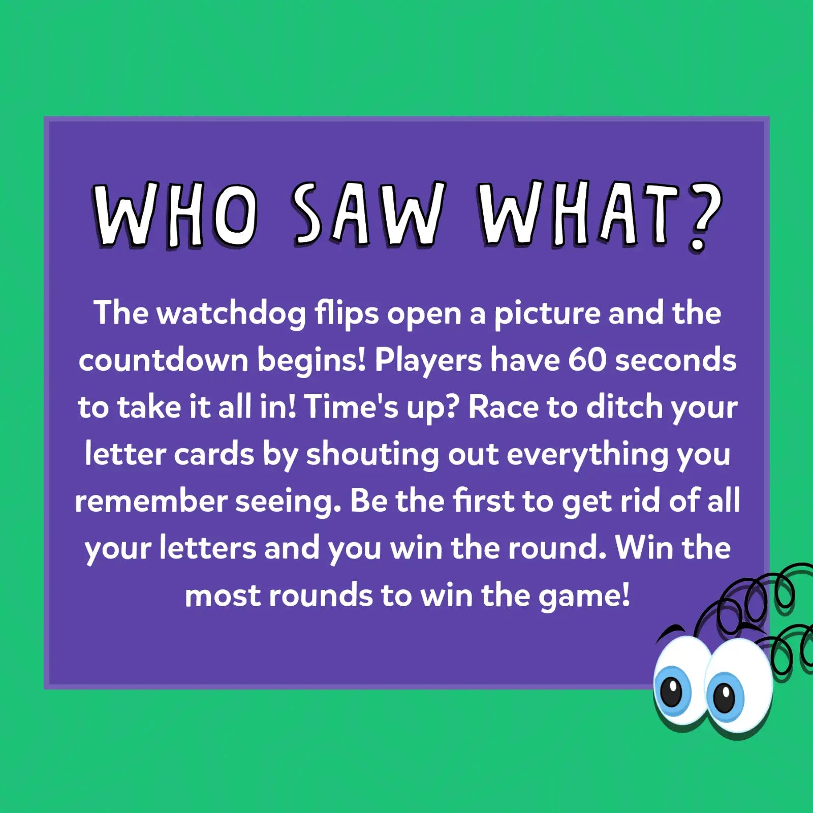 Who Saw What? In 60 Seconds: Fast-Paced Memory Game for Kids (ages 7+)