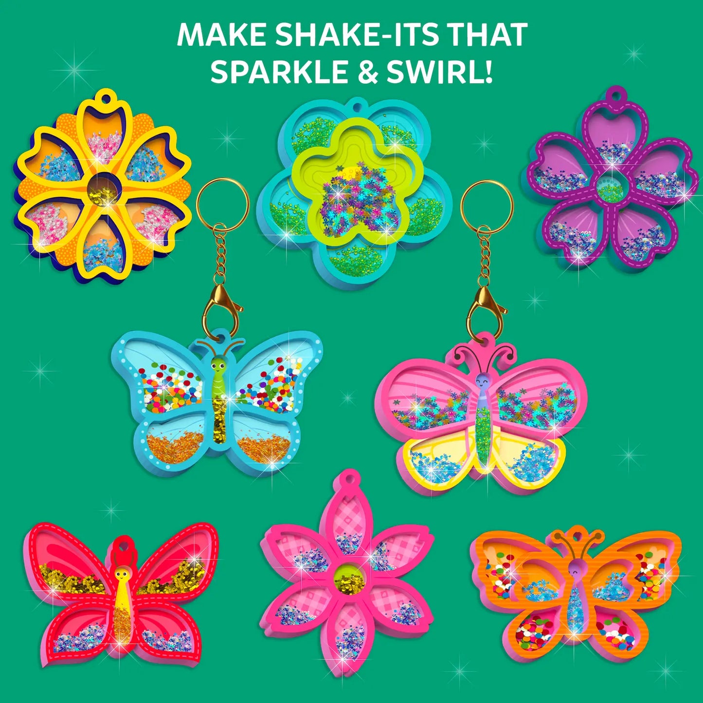 Shake-its: Flowers & Butterflies | DIY Craft Kit with Keychains (ages 4-9)