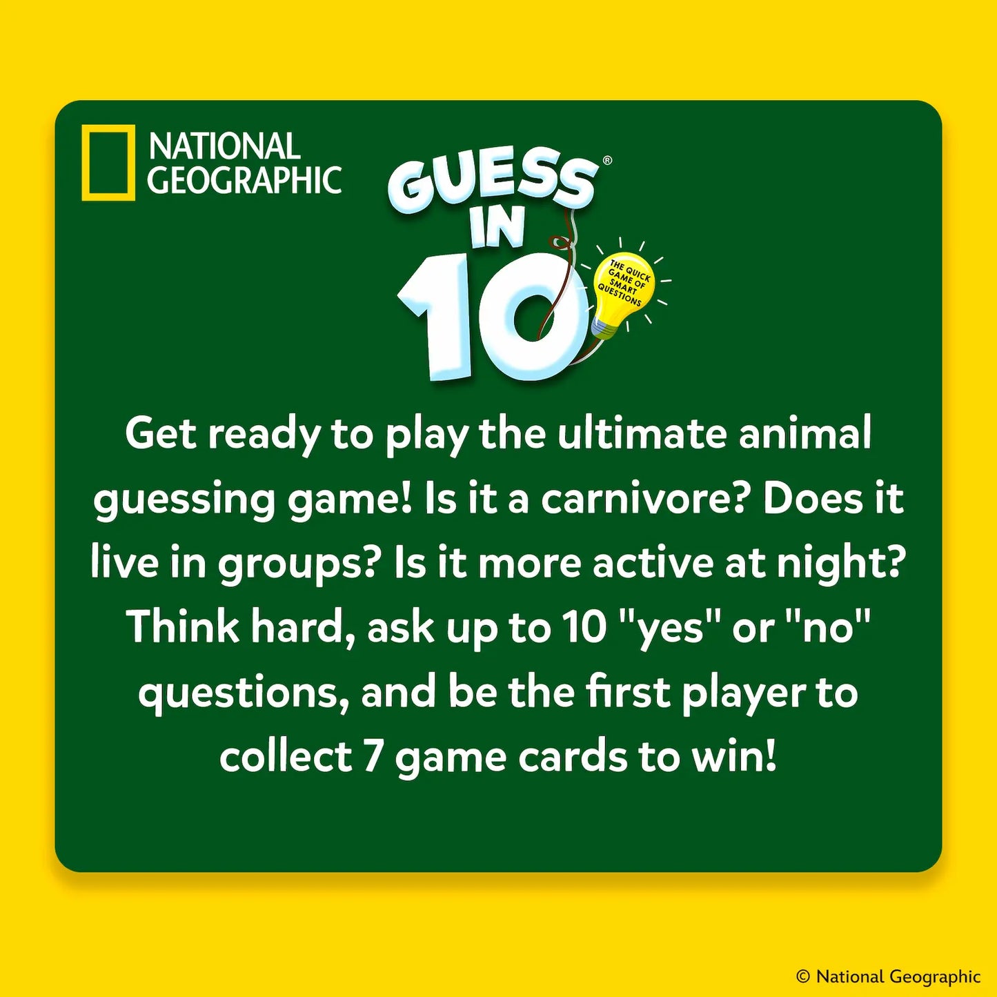 Guess in 10: National Geo Animals | Trivia Card Game (ages 6+)