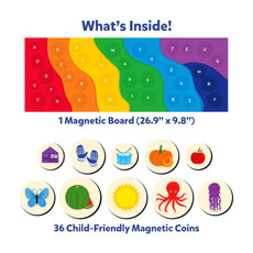 Magnetic alphabet learning toy from The Alphabet Rainbow Magnetic Matching Activity for ages 3-6