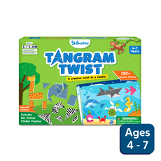 Tangram Twist sticker puzzle box featuring Amazing Animals for ages 4-7
