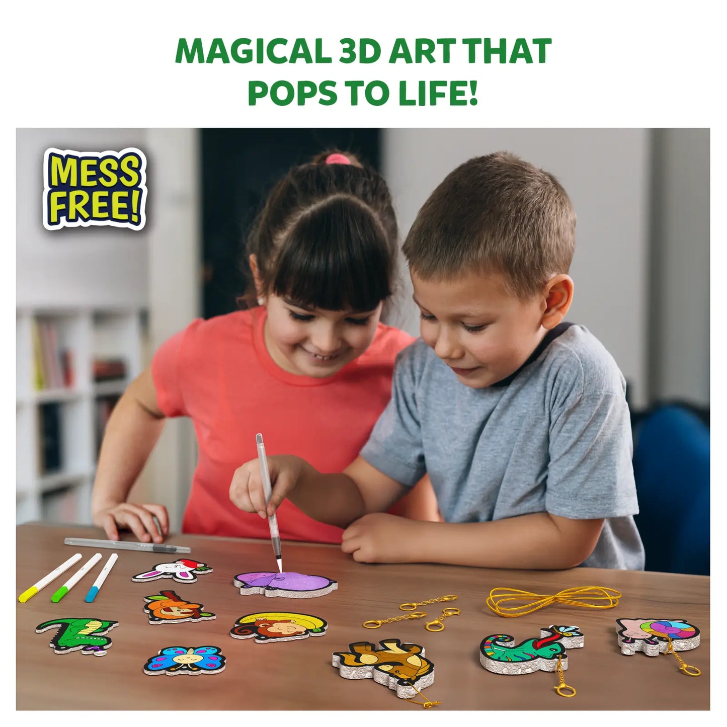 Children’s 3D art activity with Aqua Puffs Animal Friends 3D Art Kit for ages 4+