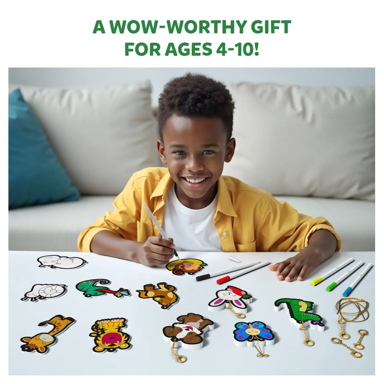 Color-your-own animal keychains from Aqua Puffs Animal Friends 3D Art Kit for kids