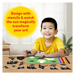 Sun-activated stencil art set for creating magical animal designs with Sun Paper Art Kit