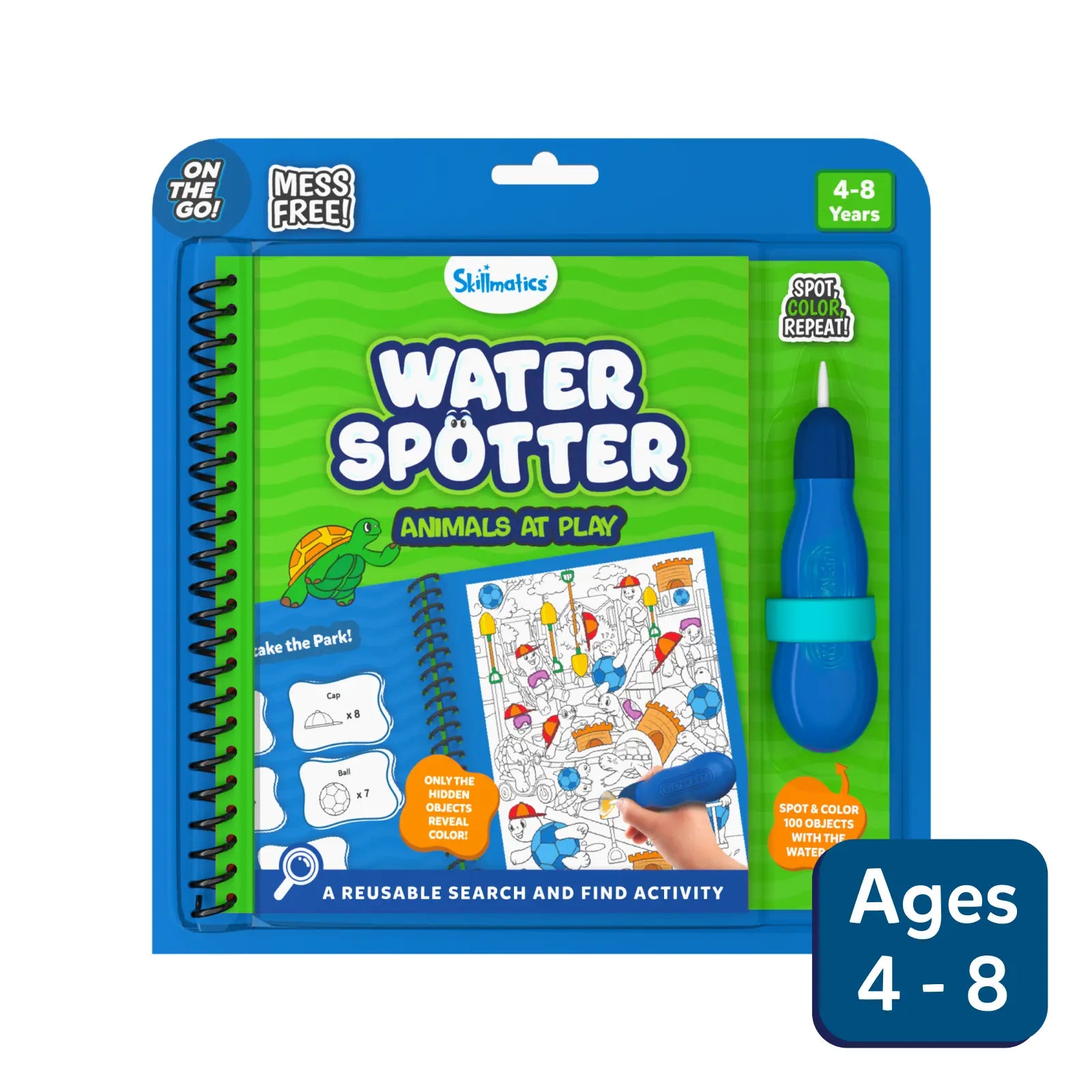 Water-reveal activity book for children featuring animals at play in Water Spotter series