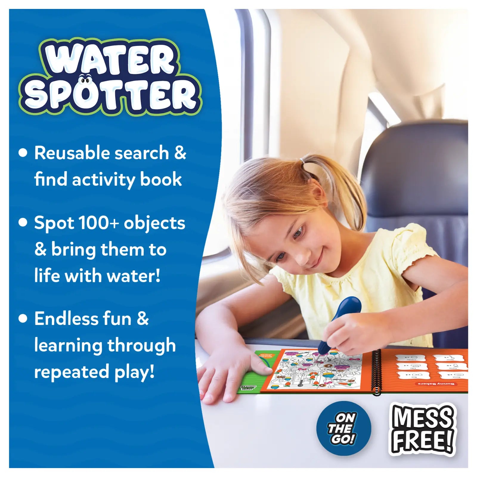Water activity book featuring animals at play from Water Spotter Reusable Search and Find Book