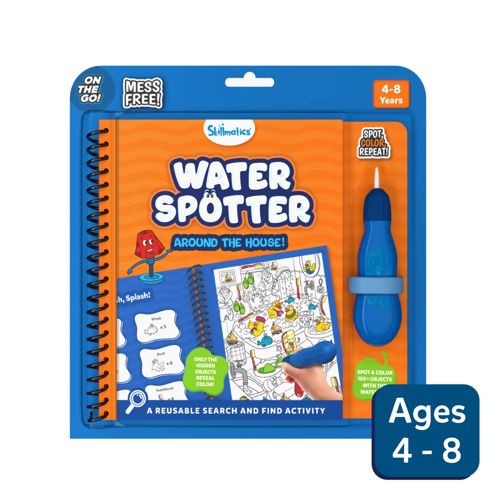 Water Spotter activity book for ages 4-8, reusable search and find fun around the house