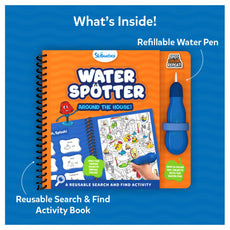 Water-reveal activity book with refillable pen from Water Spotter Around The House for kids