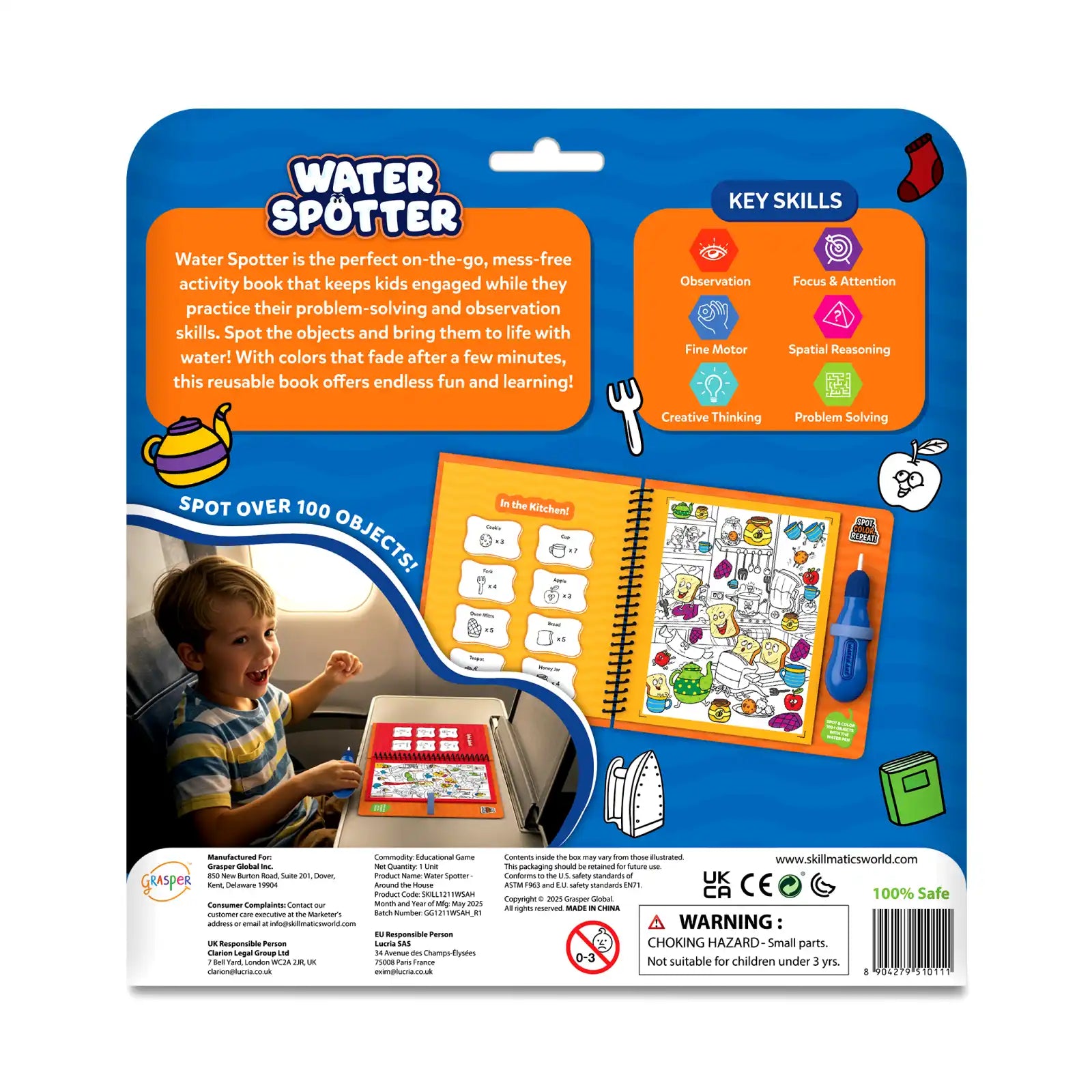 Water activity book for children from Water Spotter Around The House reusable search and find book