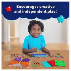 Child playing with Super Strings Bugs & Butterflies mess-free string art kit for kids