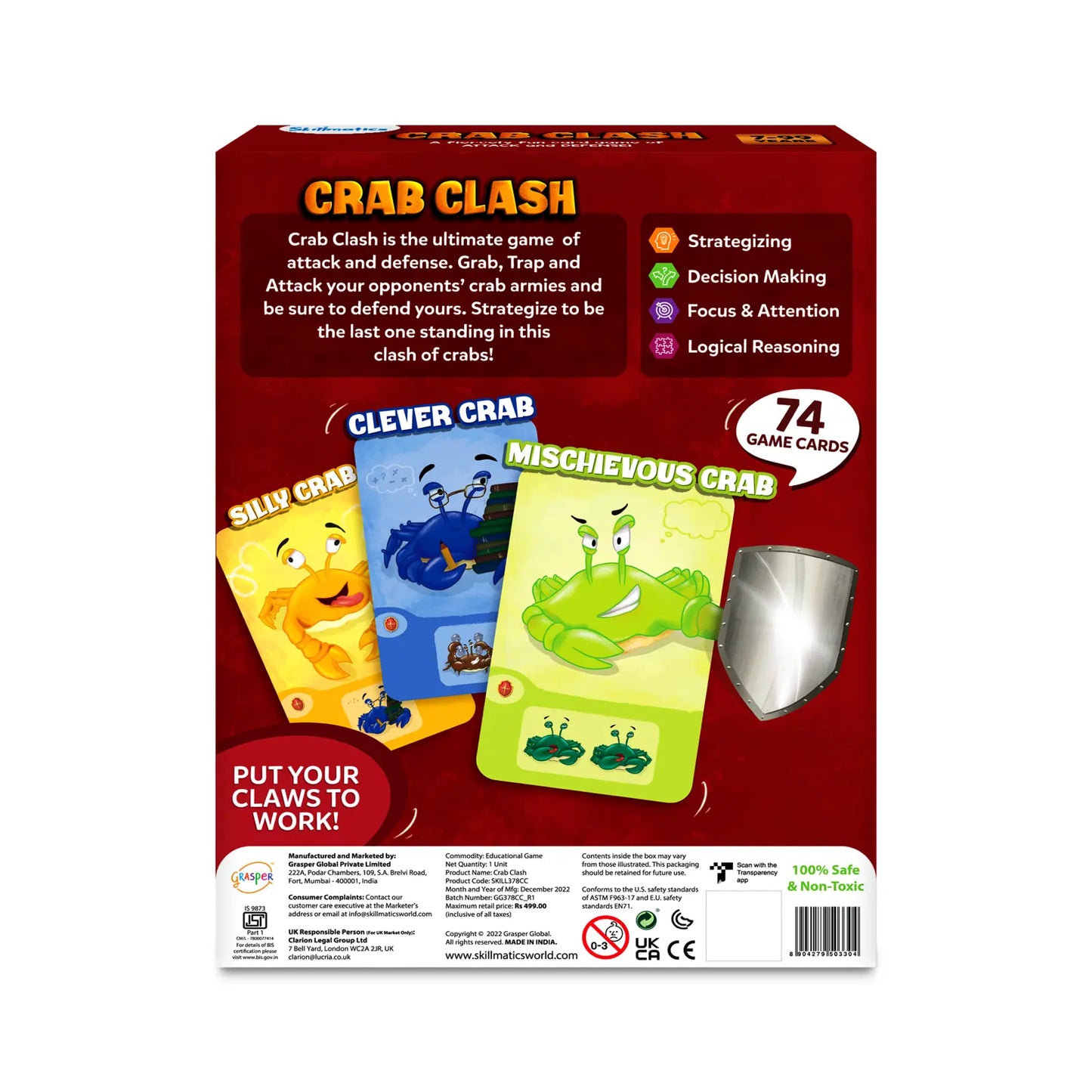 Crab Clash | Fierce Card Game of Attack and Defense (ages 7+)