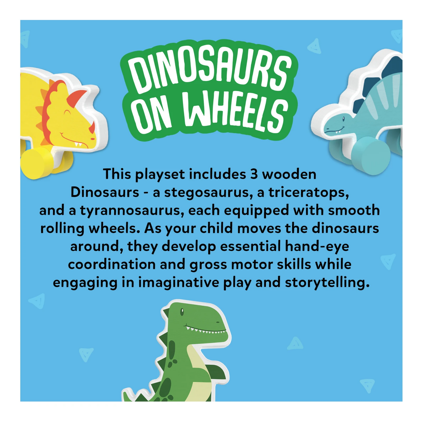 Dinosaurs on Wheels | Wooden Dinosaur Toys on Wheels (ages 9 months - 3y)