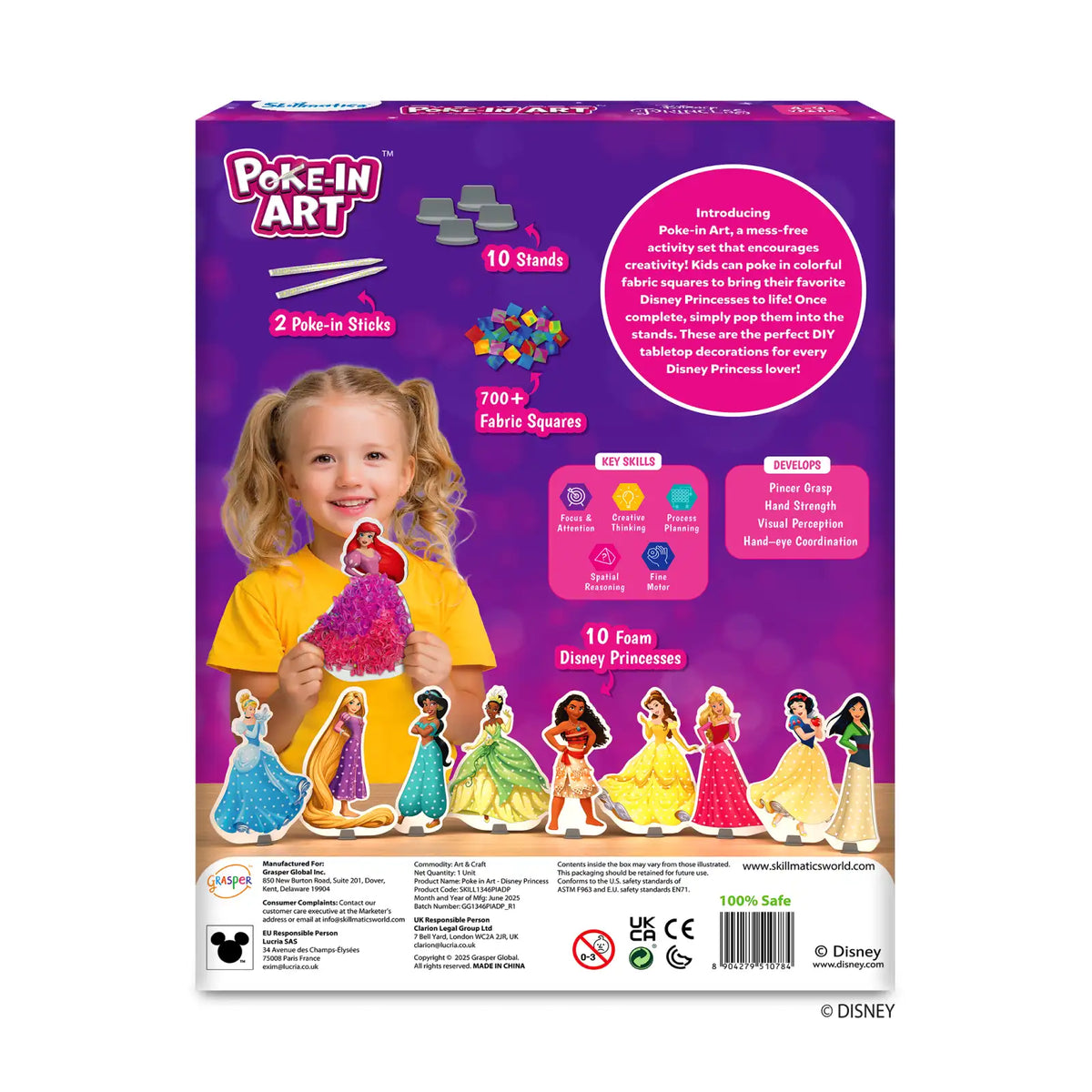 Children’s craft kit for creating Disney Princess fabric art, mess-free and fun for kids