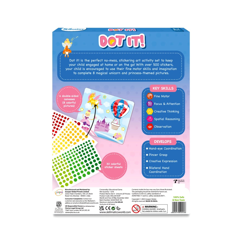 DOT IT! Sticker activity set featuring unicorns and princesses for kids ages 3-7