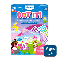 Colorful Dot It! sticker activity set with unicorns and princess themes for kids ages 3-7