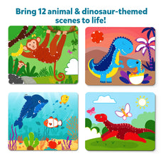 Animal and Dinosaur Themed Dot it! Combo sticker art for kids ages 3-7