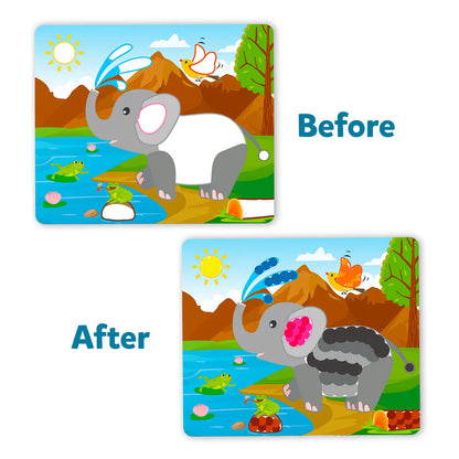 Elephant puzzle piece from Dot it! Combo Animal & Dinosaur themed no mess sticker art