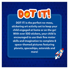 Space-themed sticker activity set for kids ages 3-7 from Dot it! Outer Space collection