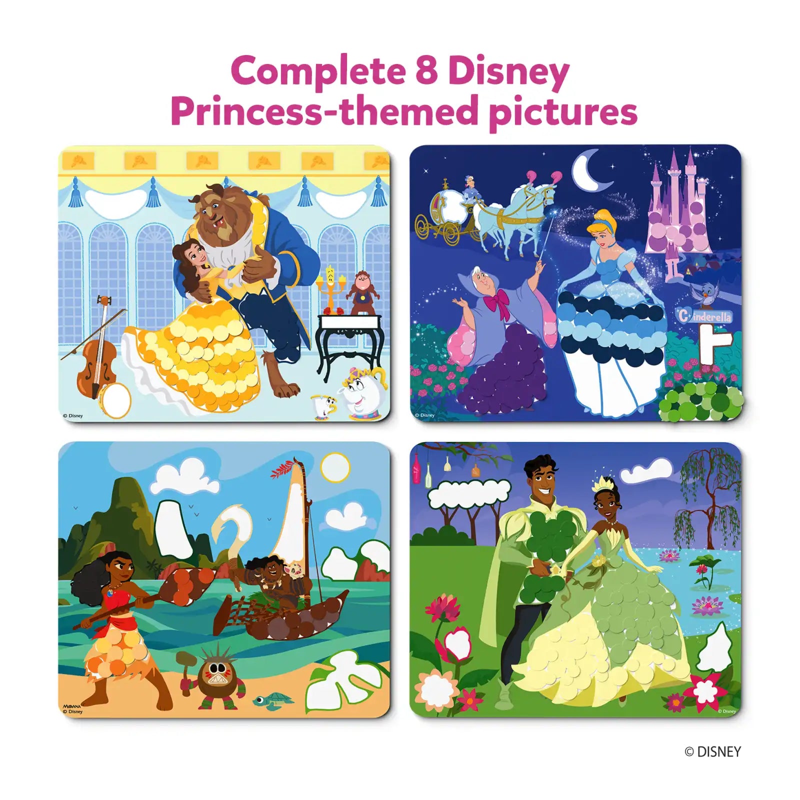 Disney Princess puzzle set from Dot it! No mess sticker art for kids ages 3-7