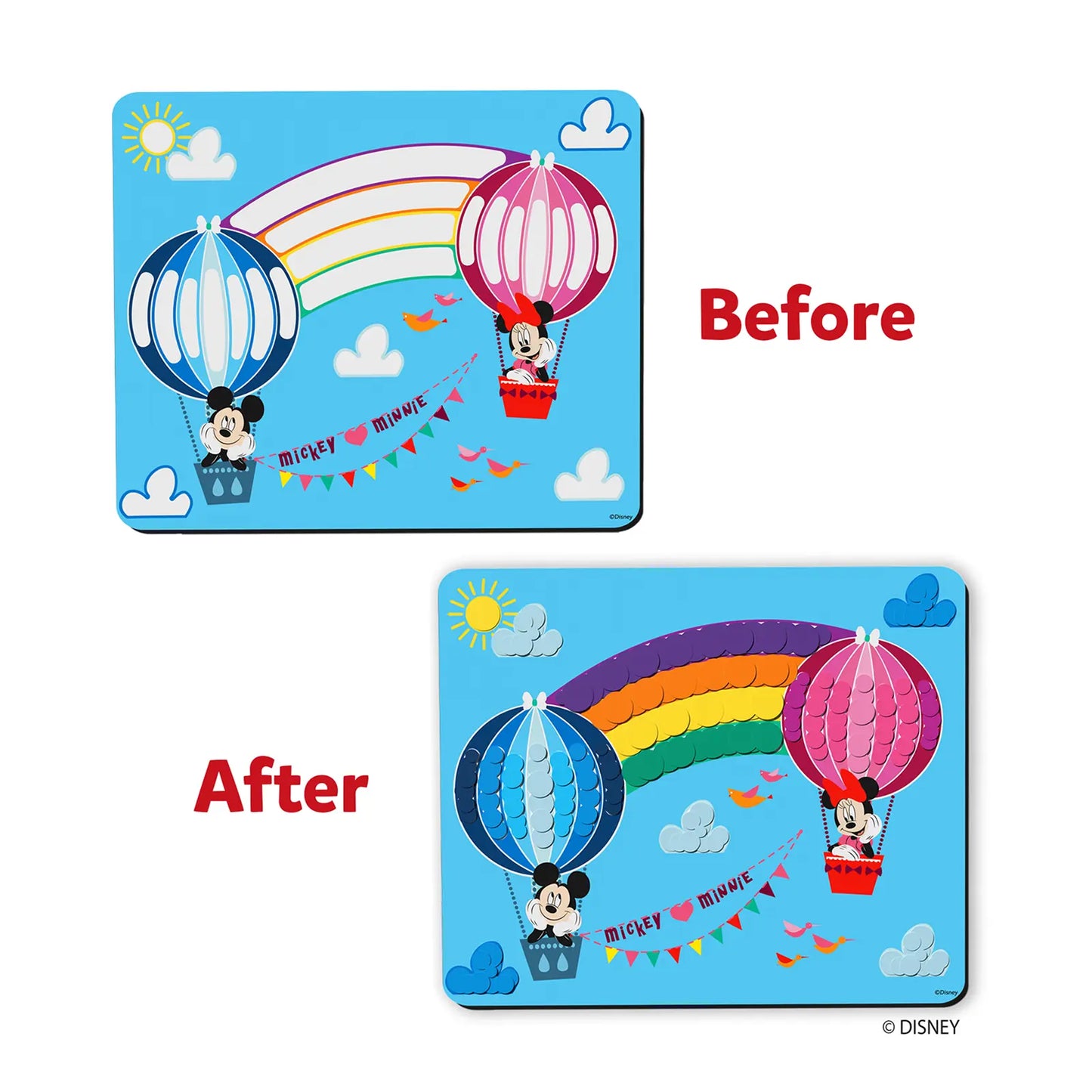 Mickey and Minnie Mouse hot air balloon placemat from Dot it! Mickey and Friends collection