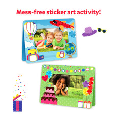 Decorated photo frames from Dot it! No mess sticker art for children ages 3-7
