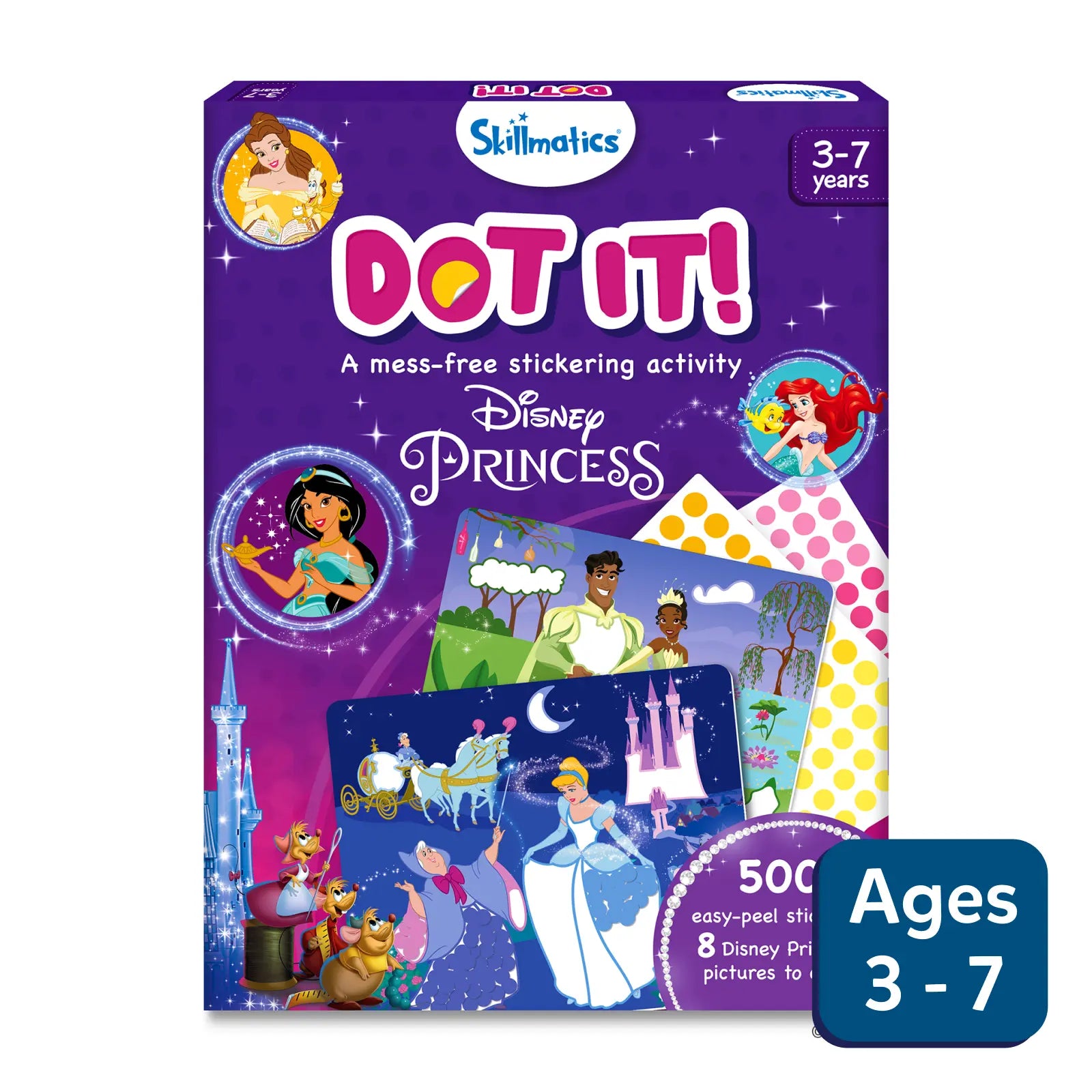 Disney Princess sticker activity kit for kids ages 3-7 from Dot it! No mess sticker art