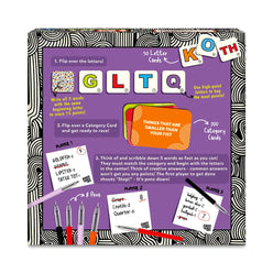 KOTH board game box shown in First to 5 Quick Category Game with a Twist for ages 8+