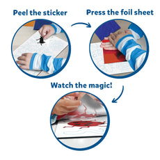 Foil art activity instructions for Foil Fun Bugs and Butterflies No Mess Art Kit