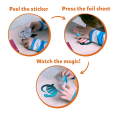 Foil art activity instructions for Foil Fun World of Dinosaurs No Mess Art Kit
